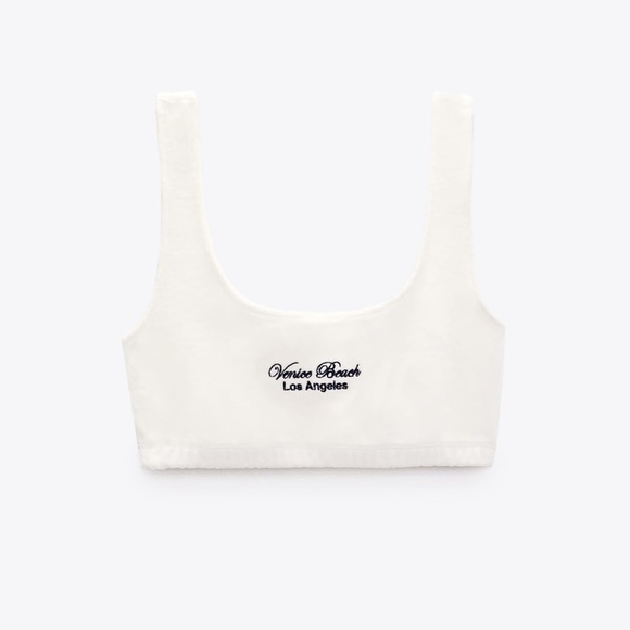 Zara Text Terrycloth Venice Beach Los Angeles crop tank top - Picture 5 of 11